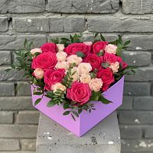 Цветочная композиция из Розы в коробке в Новомихайловском