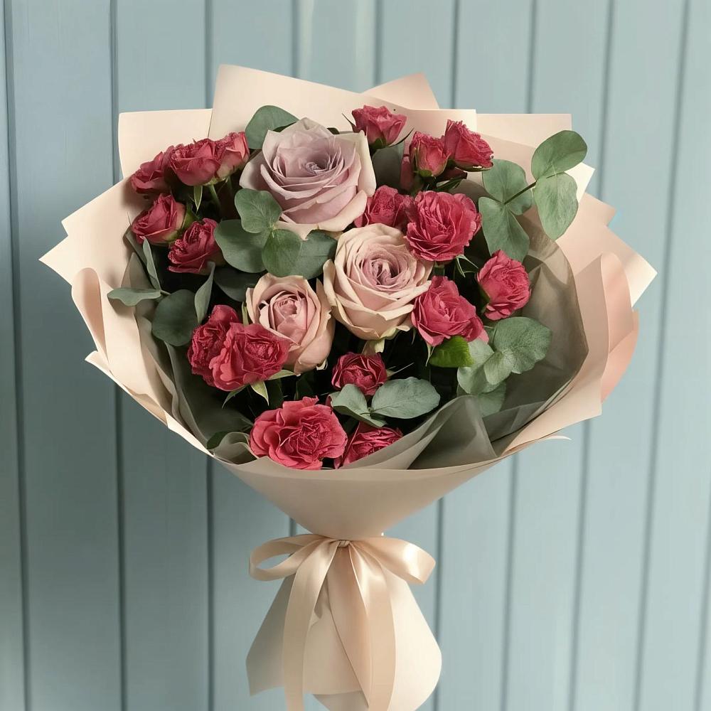 Букет цветов из: Гвоздики и Розы в Новомихайловском