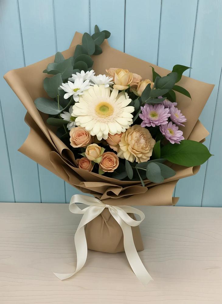 Букет цветов из: Герберы и Хризантемы в Новомихайловском