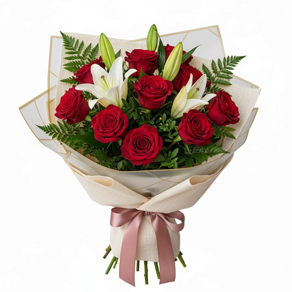 Букет цветов из: Лилии и Розы в Новомихайловском