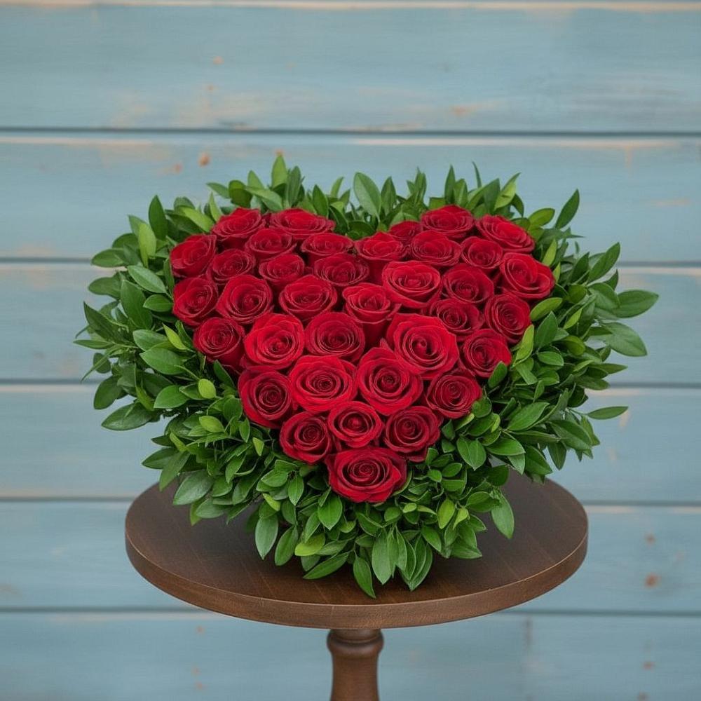 Цветочная композиция из Розы в виде сердца в Новомихайловском