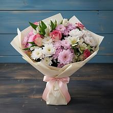 Букет цветов из:  Хризантемы, Альстромерии и Розы в Новомихайловском