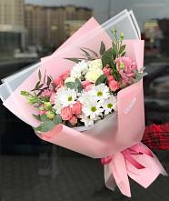 Букет цветов из:  Розы, Лизиантусы и Хризантемы в Новомихайловском